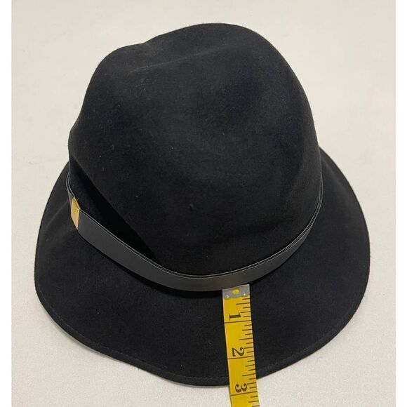 Black Wool Cloche Hat with Band Winter Fall Fashion Hat Floppy Boho Gold Accents - Picture 3 of 9